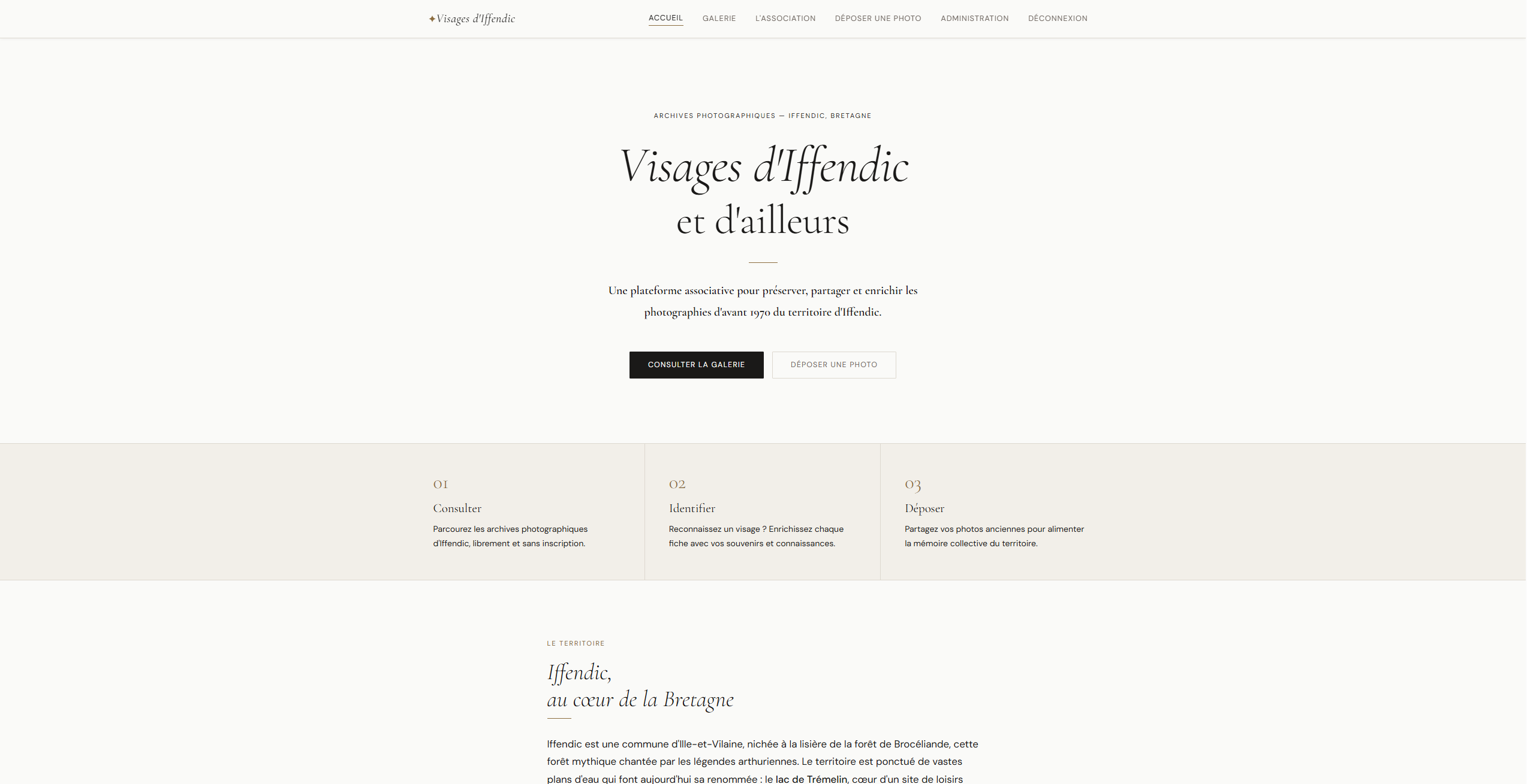 Capture d'écran du projet Visages d'Iffendic et d'ailleurs